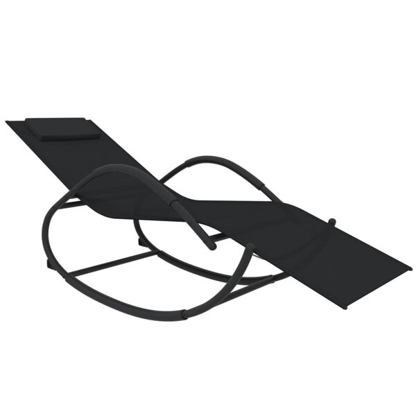 vidaXL Sun Lounger Set of 2 Black Powder-coated steel, Textilene, Foam