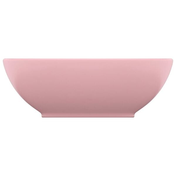 vidaXL Luxury Basin Oval-shaped Matt Pink 15.7x13.0" Ceramic
