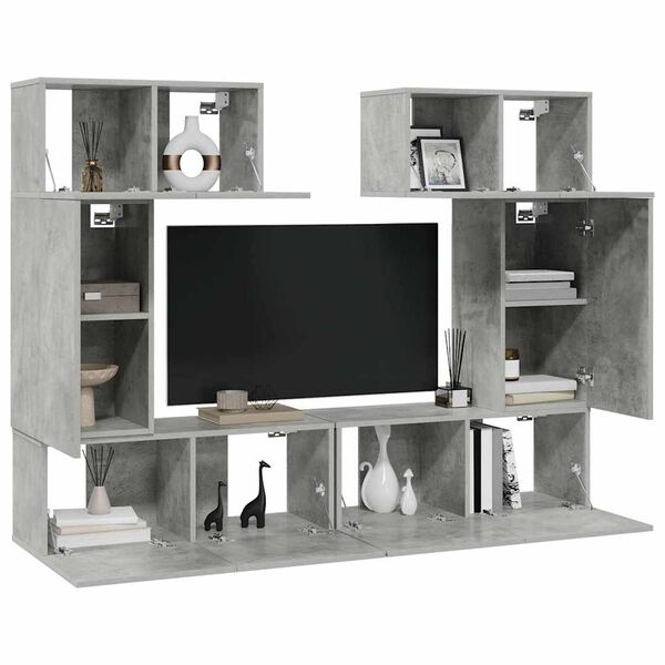 vidaXL 6 Piece TV Stand Set Concrete Gray Engineered Wood
