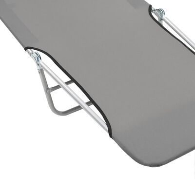 vidaXL Folding Sun Loungers 2 pcs Steel and Fabric Gray