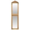 vidaXL Free-standing Mirror Gold Glass, eucalyptus wood, engineered wood