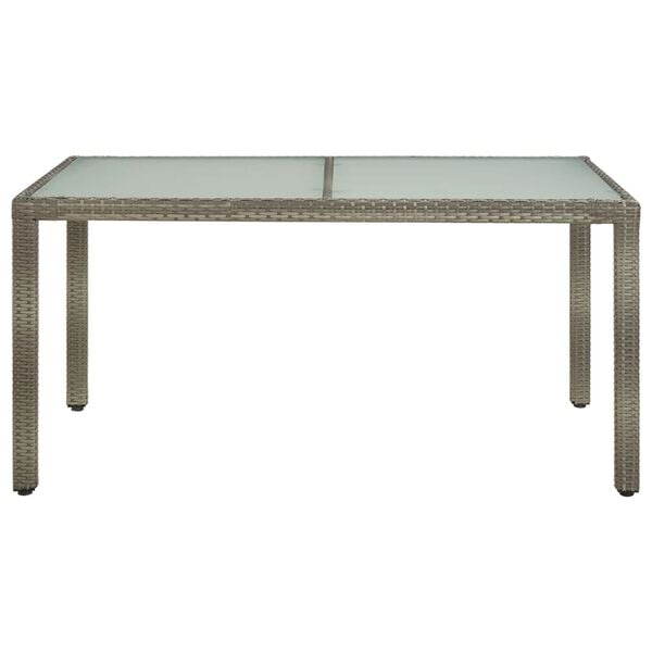 vidaXL Garden Table Grey Poly rattan, tempered glass, powder-coated steel