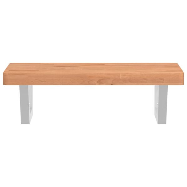 vidaXL Basin Shelf Beech and White Solid beech wood and steel