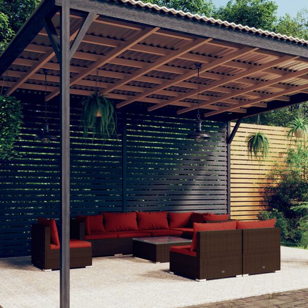 vidaXL Garden Lounge Set Brown, Cinnamon red