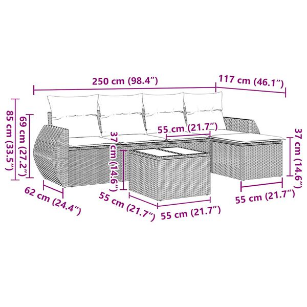 vidaXL Garden Sofa Set Black Poly Rattan Large Modular Garden Sofa Set