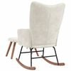 vidaXL Rocking Chair With Stool Cream White Velvet Medium Rocking Chair
