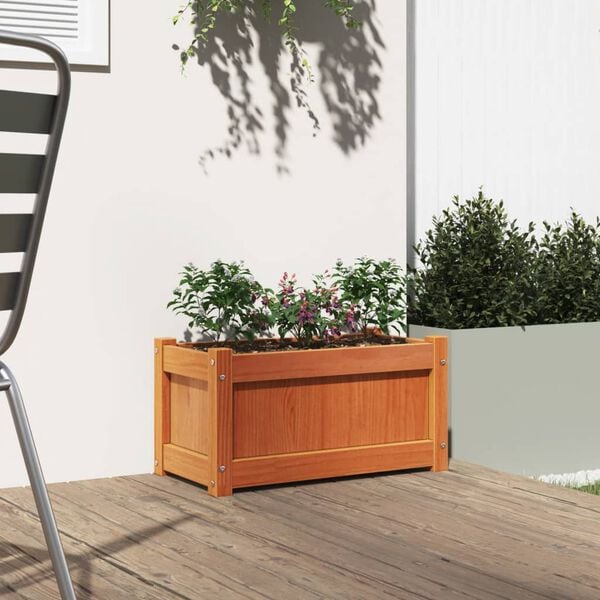 vidaXL Garden Planter Wax brown Solid pine wood Medium Decorative Inlays