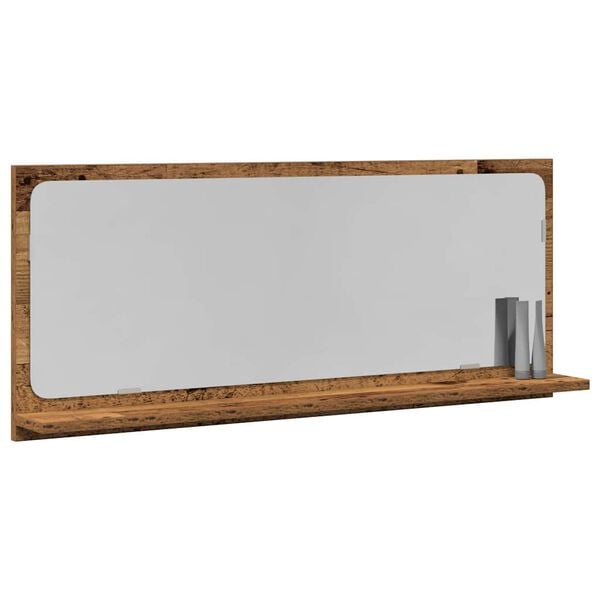 vidaXL Mirror Shelf Old wood 35.43 x 4.13 x 14.57 in Engineered Wood