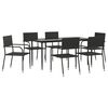 vidaXL Garden Dining Set Black Poly Rattan, Steel, Tempered Glass Large