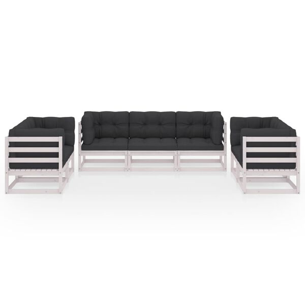 vidaXL Garden Lounge Set White, Anthracite Solid pinewood, polyester Large