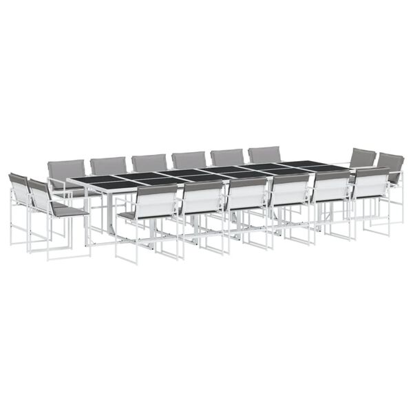 vidaXL Garden Dining Set White, Light Grey