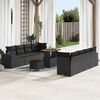 vidaXL Garden Sofa Set with Cushion 11 pcs Black Poly Rattan