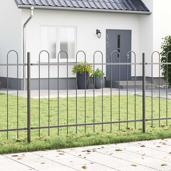 vidaXL Garden Fence Grey 5.58 x 2.62 ft Powder-coated Steel