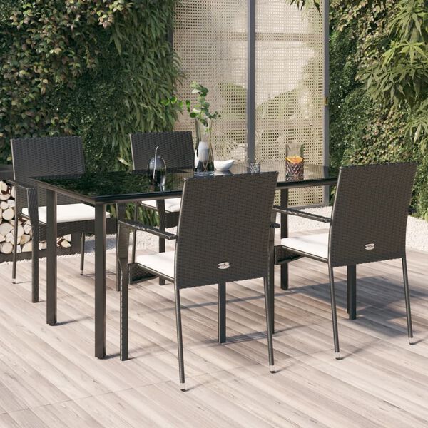 vidaXL Garden Dining Set Black, Cream White