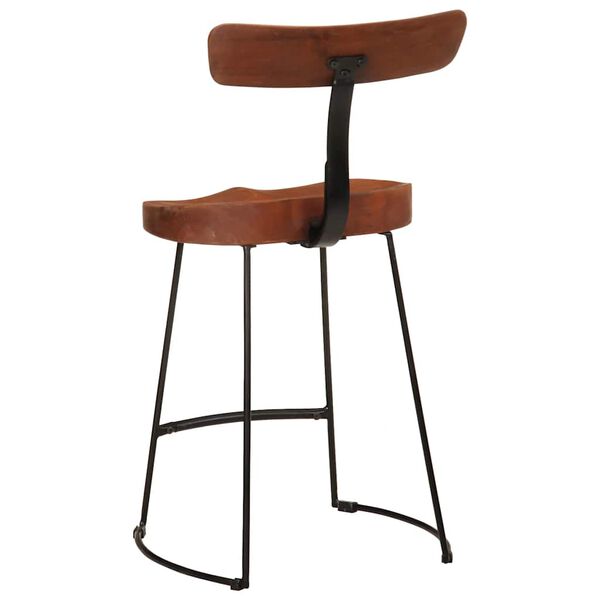 vidaXL Bar Stool Set of 2 Brown and Black Solid Mango Wood and Iron