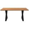 vidaXL Dining Table Light brown, Black Solid oak wood, Powder-coated steel