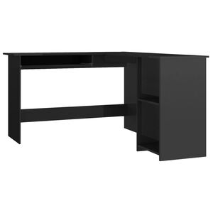 vidaXL Corner Desk High gloss black Engineered wood 47.2x55.1x29.5 in