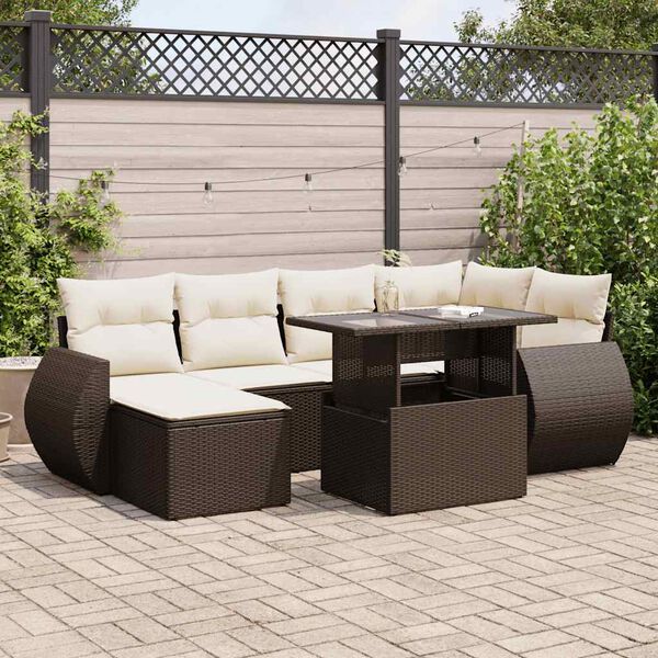 vidaXL Garden Sofa Set Brown, Cream white