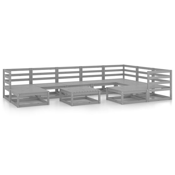 vidaXL Garden Lounge Set Grey Solid Pinewood Medium Durable