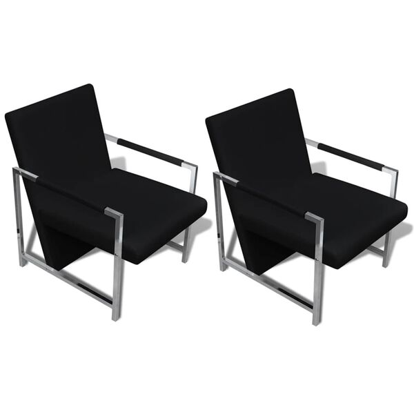 vidaXL Armchairs Set of 2 Black Cotton Standard Ergonomic Armchairs