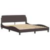 vidaXL Bed Frame Dark Brown Polyester, Plywood, Solid Pine Wood Queen