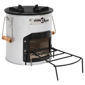vidaXL Camping Wood Stove Silver 17.7x9.8x10.2" Steel
