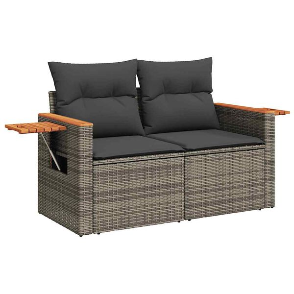 vidaXL Garden Sofa Set Grey PE rattan Large Foldable Garden Sofa Set