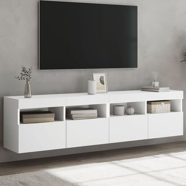 vidaXL TV Wall Cabinet Set of 2 White Engineered Wood Medium