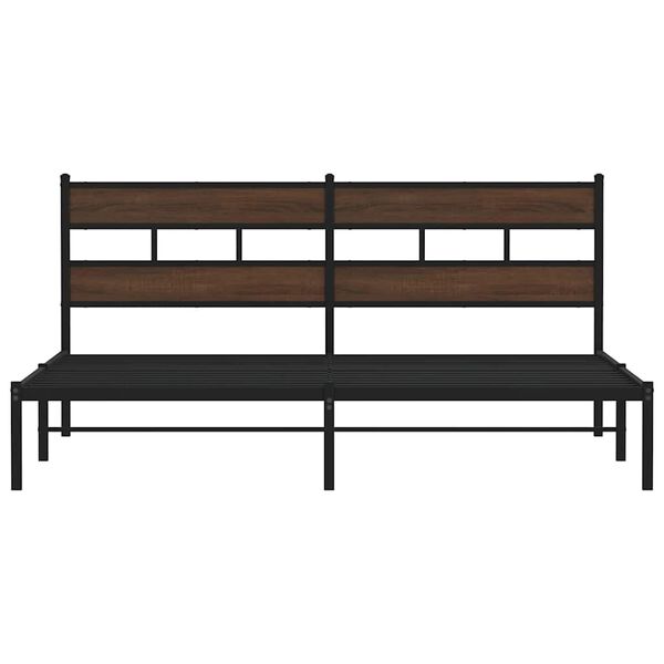 vidaXL Bed Frame Brown Oak Steel, Engineered Wood Super King Bed Frame