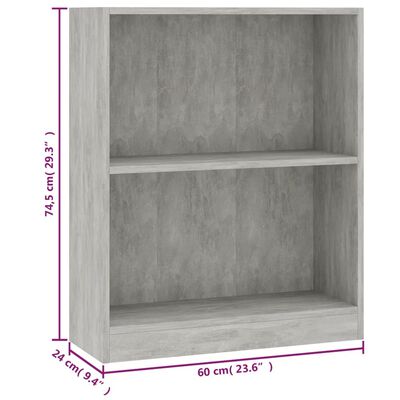 vidaXL Bookshelf Concrete Gray 23.6"x9.4"x29.3" Engineered Wood