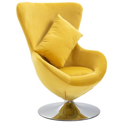 vidaXL Swivel Egg Chair with Cushion Yellow Velvet