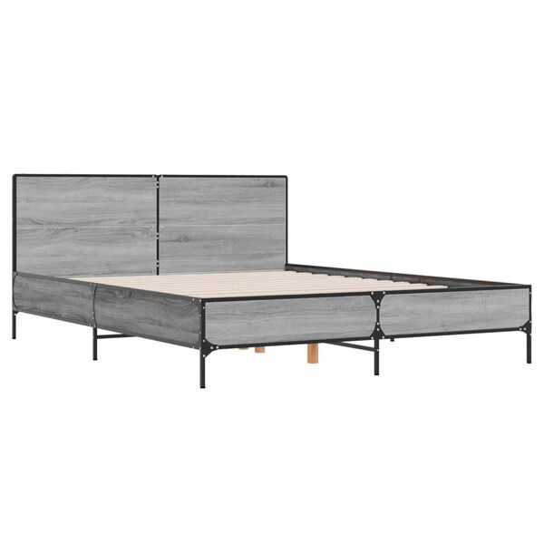 vidaXL Bed Frame Gray sonoma Engineered wood, Metal, Plywood King Size