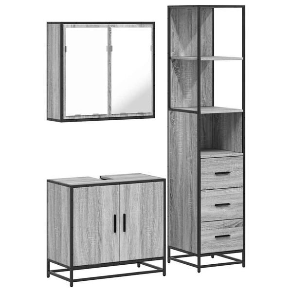 vidaXL Bathroom Furniture Set Grey Sonoma Engineered wood, metal