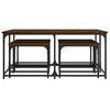 vidaXL Nesting Coffee Table Brown Oak Engineered Wood, Metal Large