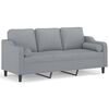 vidaXL 3-seater Sofa Light Grey Polyester 3-Seater Removable Covers