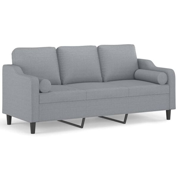 vidaXL 3-seater Sofa Light Grey Polyester 3-Seater Removable Covers