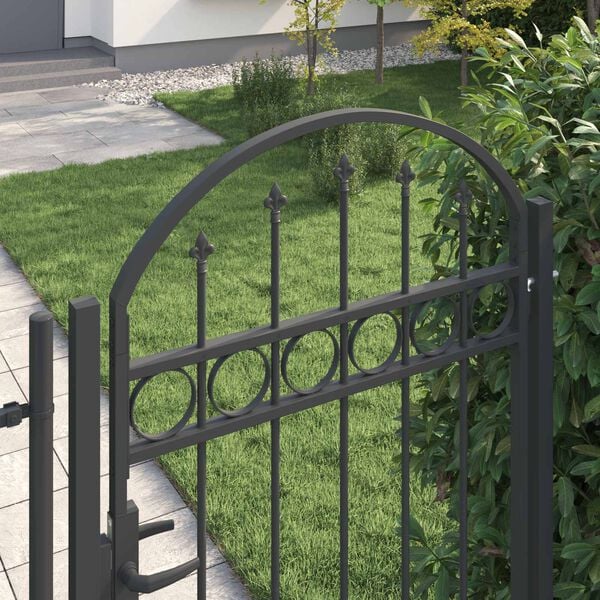 vidaXL Fence Gate with Arched Top Steel 40.9" x 68.9" Black