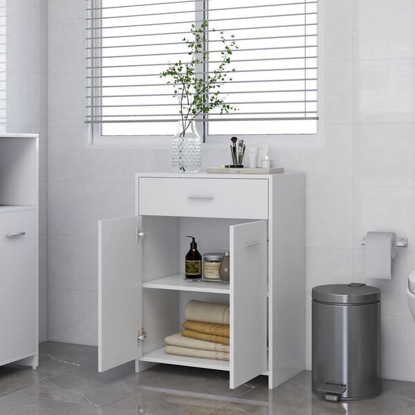 vidaXL Bathroom Cabinet White Engineered wood Standard Bathroom Cabinet