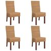 vidaXL Dining Chair Set of 4 Brown Solid mango wood and real rattan