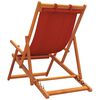 vidaXL Folding Beach Chair Set of 2 Red Solid eucalyptus wood, Polyester