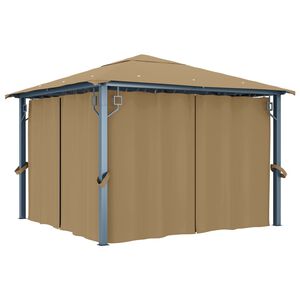 vidaXL Gazebo with Curtain 118.1x118.1" Taupe Aluminium
