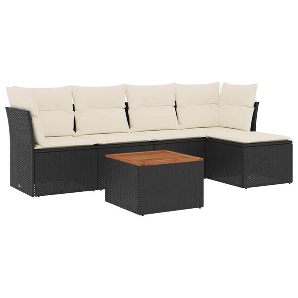 vidaXL Garden Sofa Set Black, Cream White
