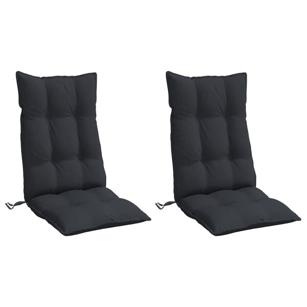 vidaXL Highback Chair Cushion Set of 2 Black