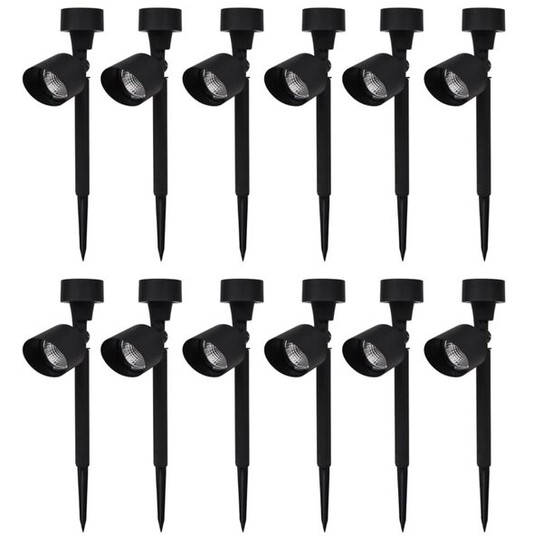 vidaXL Outdoor Solar Powered LED Spotlight Black 12 pcs