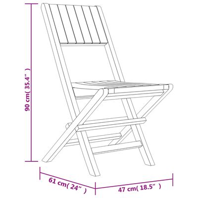 vidaXL Folding Patio Chairs 8 pcs 18.5"x24"x35.4" Solid Wood Teak