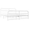 vidaXL Bed Frame White Powder-Coated Steel Full Industrial Bed Frame