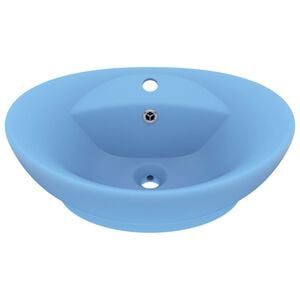 vidaXL Luxury Basin Overflow Oval Matt Light Blue 23.0x15.4" Ceramic