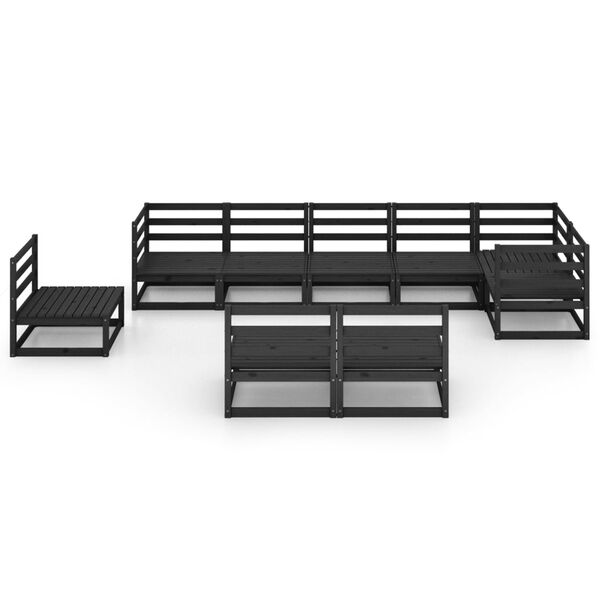 vidaXL Garden Lounge Set Black Solid pine wood Modular Garden Lounge Set