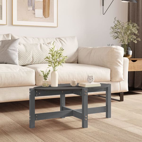 vidaXL Coffee Table Grey Solid pine wood Medium Durable Coffee Table