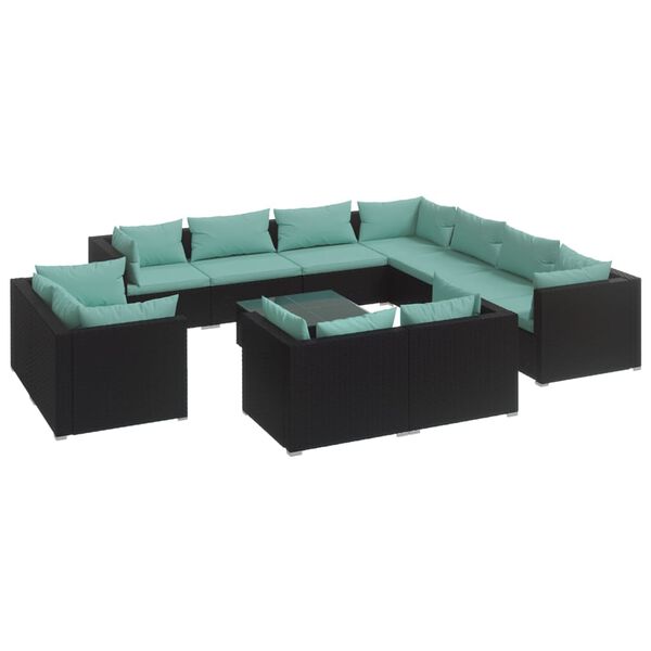 vidaXL Garden Lounge Set Black, Water Blue
